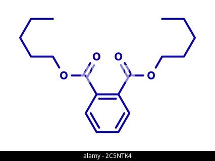 Di-n-pentile ftalato (DNPP) plastificante molecola. Formula di scheletro. Foto Stock