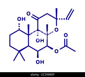 Il Forskolin (coleonol molecola). Attiva l'enzima adenil ciclasi, risultante in un aumento dei livelli di cAMP. Formula di scheletro. Foto Stock