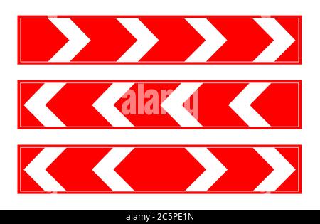 Segnale di avvertenza isolato su bianco, illustrazione - direzione della svolta Foto Stock