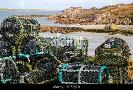 Spiaggia di vasoni di aragosta, Fionnphort, Isola di Mull, Ebridi interne, Scozia, Regno Unito Foto Stock