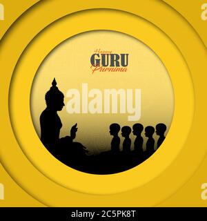 Figura sacra o foglia di albero di pippal Buddha Purnima o Vesak vettore di giorno, osservato anche come Guru Purnima in India e Nepal Illustrazione Vettoriale