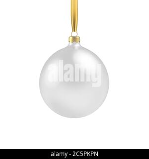 Pallina bianca di Natale, con ornamento e sgugini Illustrazione Vettoriale