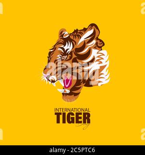 Illustrazione vettoriale della Giornata Internazionale della Tigre 29 luglio, una celebrazione annuale per sensibilizzare la popolazione alla conservazione delle tigri. Illustrazione Vettoriale