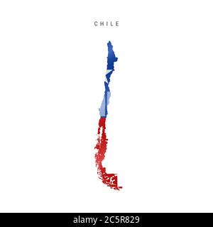 Mappa dettagliata della bandiera del Cile con bandiera mascherata. Foto Stock
