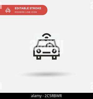 Icona vettore semplice auto collegata. Modello di disegno simbolo illustrazione per elemento UI mobile Web. Pittogramma moderno a colori perfetto su tratto modificabile. Icone di Connected Car per il vostro progetto aziendale Illustrazione Vettoriale