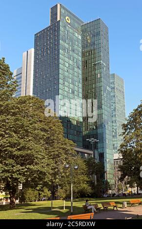 FRANCOFORTE sul MENO, GERMANIA - 2 LUGLIO 2015: La Banca centrale europea (European Central Bank) è la banca centrale della zona euro. Francoforte am Foto Stock