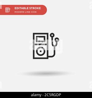 Icona vettore semplice iPod. Modello di disegno simbolo illustrazione per elemento UI mobile Web. Pittogramma moderno a colori perfetto su tratto modificabile. Icone iPod per il tuo progetto aziendale Illustrazione Vettoriale
