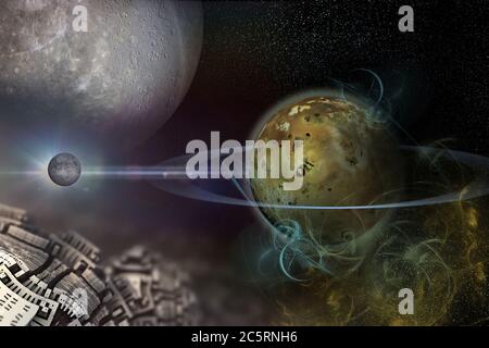 Alien Planet - disegno di computer 3D Foto Stock