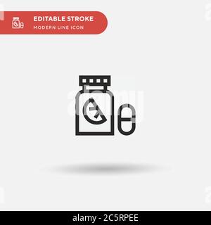 Vitamine semplice vettore icona. Modello di disegno simbolo illustrazione per elemento UI mobile Web. Pittogramma moderno a colori perfetto su tratto modificabile. Icone vitamine per il vostro progetto di affari Illustrazione Vettoriale