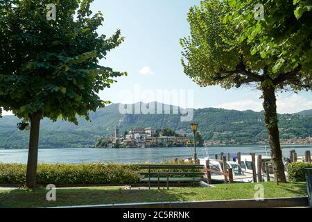 Isola di San Giulio da Orta Foto Stock