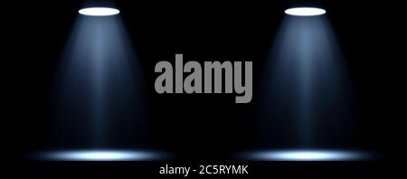 Primo piano dello studio. Cerimonia di premiazione allo stadio con illuminazione. L'illuminazione del palco si illumina. Proiettore luci per arena luminosa . Foto Stock