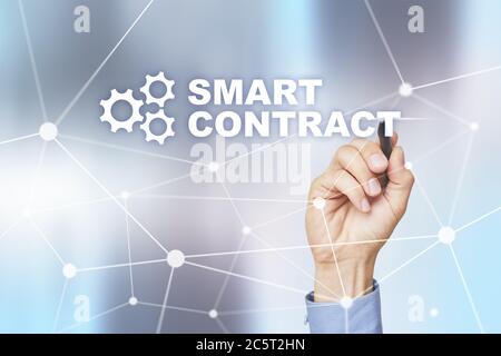 Contratto Smart, blockchain nella moderna tecnologia aziendale Foto Stock