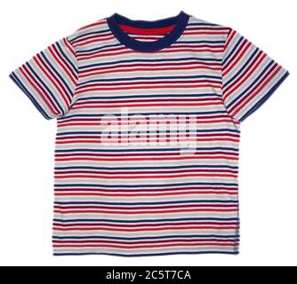 Abbigliamento per bambini - camicia a righe isolata su sfondo bianco. Tracciato di ritaglio incluso. Foto Stock