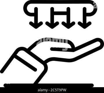 Icona mani soffiate, stile contorno Illustrazione Vettoriale