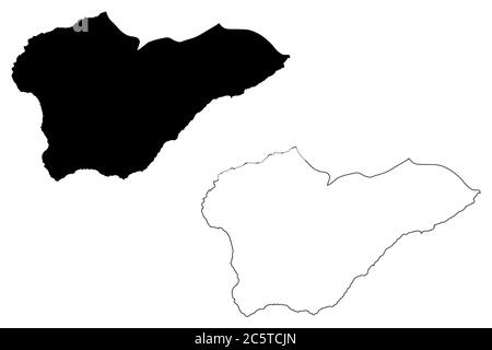 Porto Novo comune (Repubblica di Cabo Verde, concelhos, Capo Verde, isola di Santo Antao, arcipelago) mappa vettoriale illustrazione, abbozzamento scrimbibile Porto Illustrazione Vettoriale