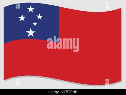 Flag di ondulazione di grafica vettoriale Samoa. Immagine della bandiera Samoana ondulata. La bandiera di campagna Samoa wavin nel vento è un simbolo di libertà e indipendenza. Illustrazione Vettoriale