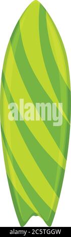 Icona di tavola da surf a strisce verdi. Cartoon di verde striped surfboard vettore icona per web design isolato su sfondo bianco Illustrazione Vettoriale