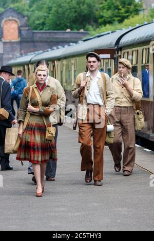 I reenactor in un weekend della seconda guerra mondiale a Loughborough Foto Stock