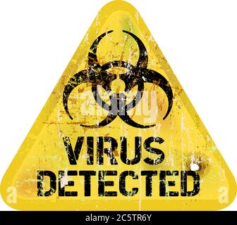 segnale di avvertimento del virus corona,corona,covid 19, pandemia di sarscv2, illustrazione vettoriale di stile grungy Illustrazione Vettoriale