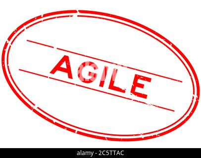 Grunge rosso agile parola ovale guarnizione in gomma timbro su sfondo bianco Illustrazione Vettoriale