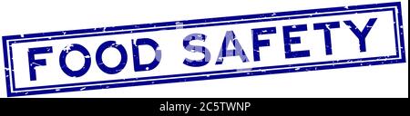 Grunge blu parola di sicurezza alimentare sigillo di gomma stampigliato su sfondo bianco Illustrazione Vettoriale
