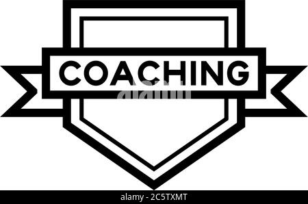 Vintage banner con etichetta pentagono di colore nero con coaching di parole su sfondo bianco Illustrazione Vettoriale