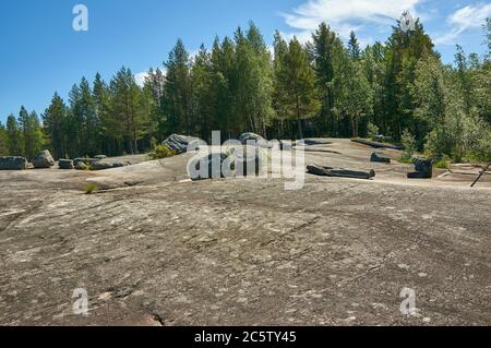 Petroglifi di Mar Bianco a Zalavruga. Russia, Carelia, Zalavruga Foto Stock