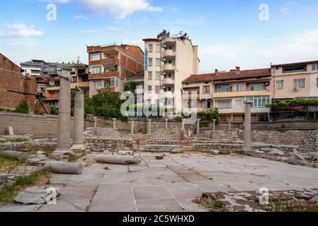 SANDANSKI, BULGARIA. Rovine del complesso paleocristiano vicino al Museo Archeologico Foto Stock