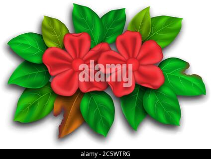 un'arte floreale realistica con dettagli in foglie e fiori Illustrazione Vettoriale