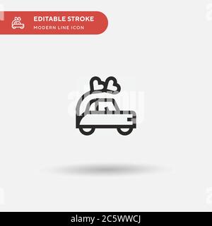 Icona vettoriale semplice per Wedding Car. Modello di disegno simbolo illustrazione per elemento UI mobile Web. Pittogramma moderno a colori perfetto su tratto modificabile. Icone di automobile di cerimonia nuziale per il vostro progetto di affari Illustrazione Vettoriale