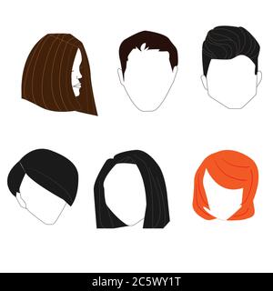 Set di tagli per donne e uomini. Illustrazione Vettoriale