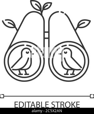 Icona lineare perfetta pixel birdwatching Illustrazione Vettoriale