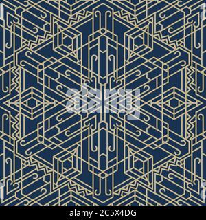Motivo senza cuciture in stile art deco. Vettore di sfondo oro di lusso. Art deco mandala regale modello senza giunture. Sfondo ornamentale orientale disegnato a mano. Illustrazione Vettoriale