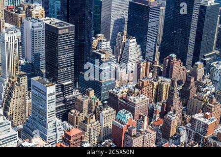 New York City, NYC NY Manhattan, Midtown, 34th Street, Osservatorio dell'Empire state Building, grattacieli alti che costruendo edifici skyline, vista Foto Stock