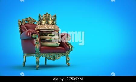 Hamburger con corona. rendering 3d Foto Stock