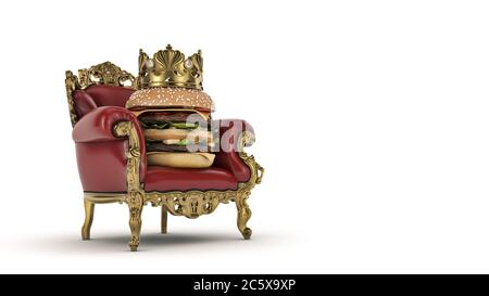 Hamburger con corona. rendering 3d Foto Stock