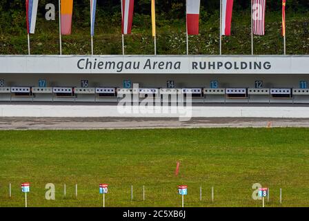 Visita all'arena di biathlon Chiemgau Foto Stock