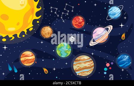 Pianeti colorati del sistema solare Illustrazione Vettoriale