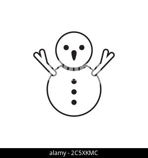 icona di linea snowman isolato su sfondo bianco Illustrazione Vettoriale