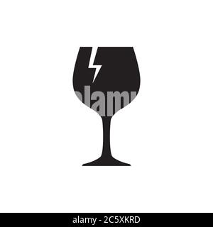 icona di vetro incrinato. elementi fragili segno vettore di disegno. Illustrazione Vettoriale