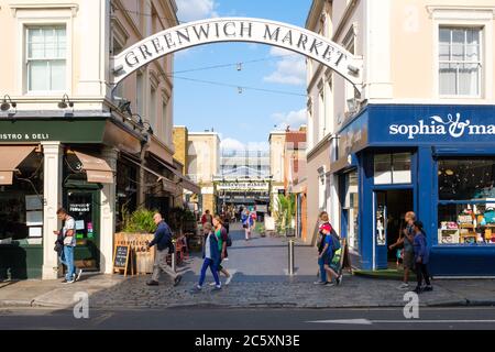 Lo storico Greenwich Market a Greenwich, nella zona est di Londra Foto Stock