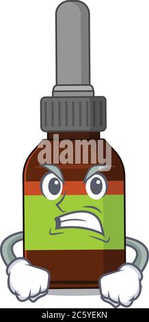 Un cartone animato di stile bottiglia liquido con un viso pazzo Illustrazione Vettoriale