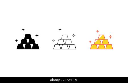 Icone a barra dorate in stile piatto. Vettore su sfondo bianco isolato. EPS 10. Illustrazione Vettoriale