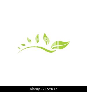 moto foglia vento soffio disegno semplice vettore logo Illustrazione Vettoriale