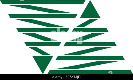 freccia opposta forma nastro strisce triangolo simbolo vettore logo Illustrazione Vettoriale