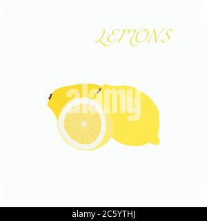 Insieme vettoriale di limoni freschi maturi. Vitamine C. Illustrazione Vettoriale