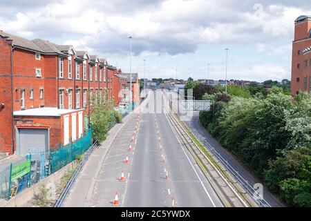 Lavori stradali sulla A64M di Leeds Foto Stock