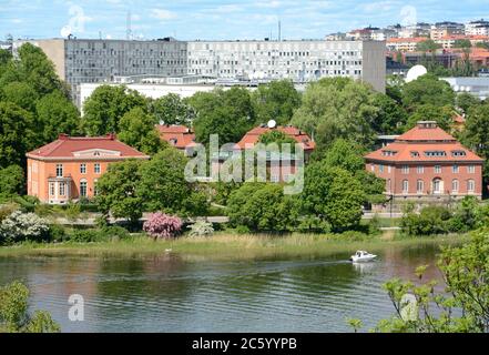 Panorama dell'arcipelago di Stoccolma dal parco Skansen all'isola di Östermalm Foto Stock