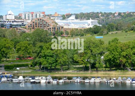 Panorama dell'arcipelago di Stoccolma dal parco Skansen all'isola di Östermalm Foto Stock