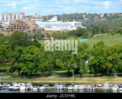 Panorama dell'arcipelago di Stoccolma dal parco Skansen all'isola di Östermalm Foto Stock